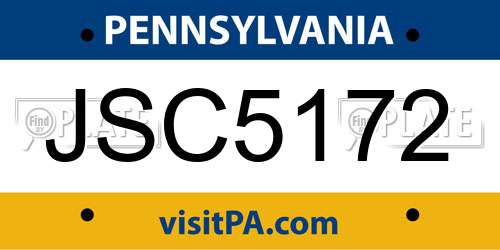 JSC5172 Pennsylvania License Plate