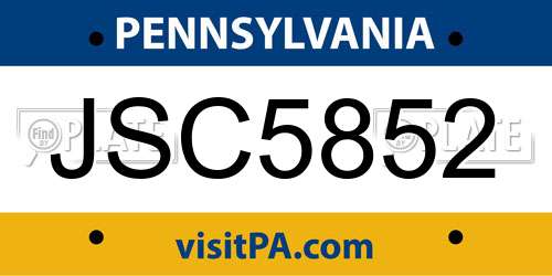 JSC5852 Pennsylvania License Plate