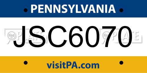 JSC6070 Pennsylvania License Plate