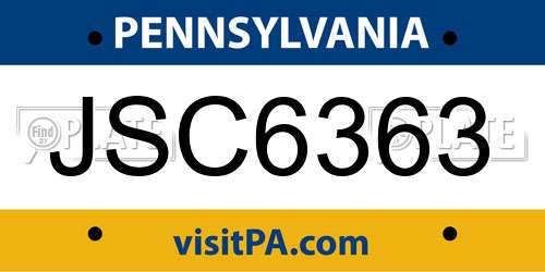 JSC6363 Pennsylvania License Plate