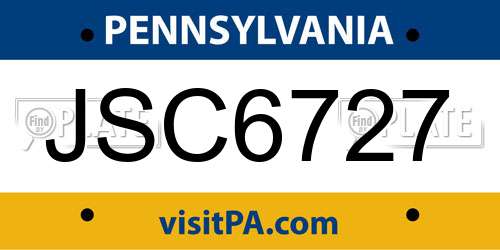 JSC6727 Pennsylvania License Plate