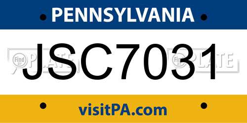 JSC7031 Pennsylvania License Plate