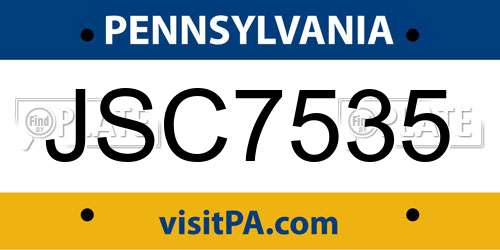 JSC7535 Pennsylvania License Plate