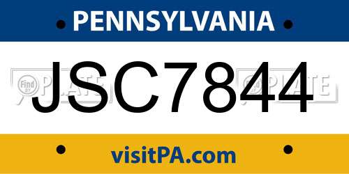 JSC7844 Pennsylvania License Plate