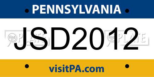 JSD2012 Pennsylvania License Plate