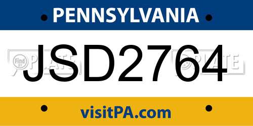 JSD2764 Pennsylvania License Plate