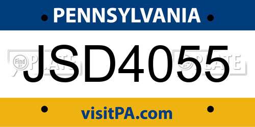 JSD4055 Pennsylvania License Plate