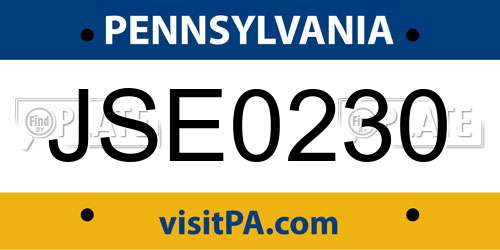JSE0230 Pennsylvania License Plate