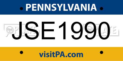 JSE1990 Pennsylvania License Plate