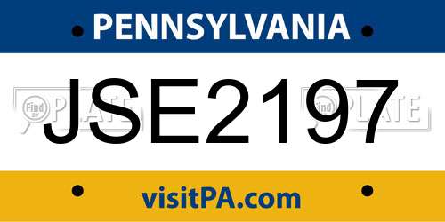 JSE2197 Pennsylvania License Plate