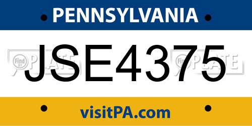 JSE4375 Pennsylvania License Plate