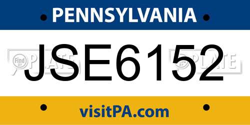 JSE6152 Pennsylvania License Plate