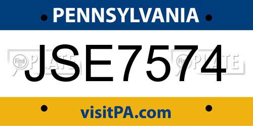 JSE7574 Pennsylvania License Plate