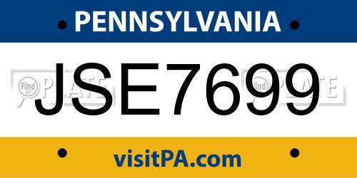 JSE7699 Pennsylvania License Plate