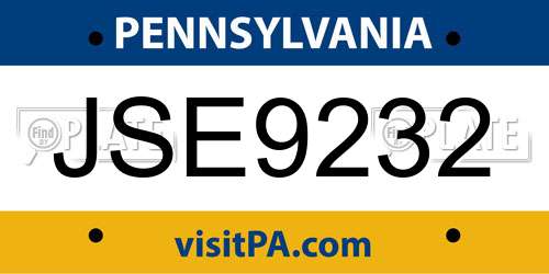 JSE9232 Pennsylvania License Plate