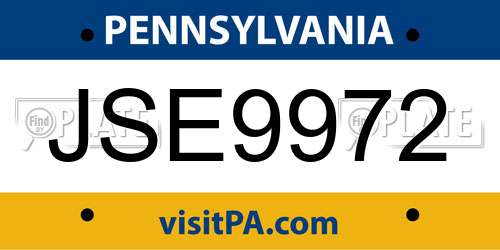 JSE9972 Pennsylvania License Plate