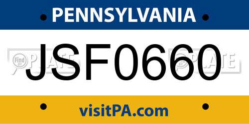 JSF0660 Pennsylvania License Plate