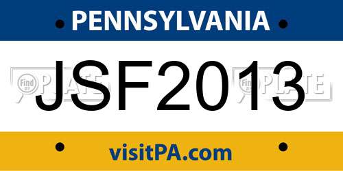 JSF2013 Pennsylvania License Plate