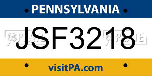 JSF3218 Pennsylvania License Plate