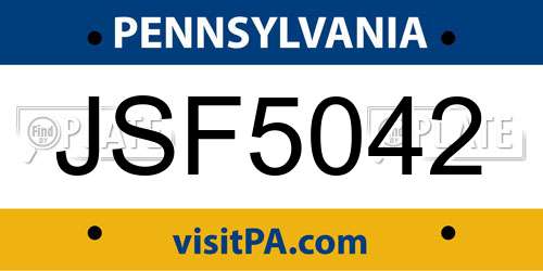 JSF5042 Pennsylvania License Plate