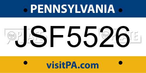JSF5526 Pennsylvania License Plate