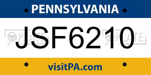 JSF6210 Pennsylvania License Plate