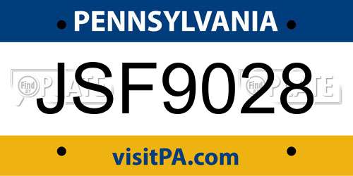 JSF9028 Pennsylvania License Plate