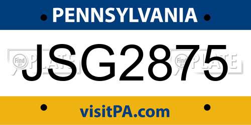 JSG2875 Pennsylvania License Plate