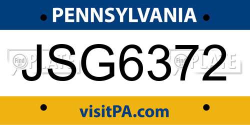 JSG6372 Pennsylvania License Plate