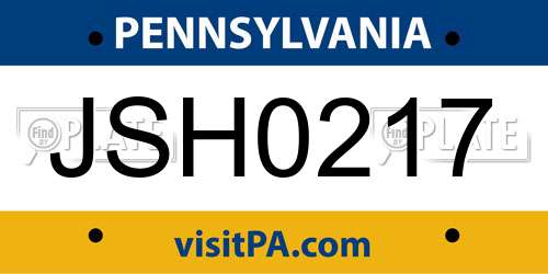 JSH0217 Pennsylvania License Plate