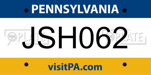 JSH062 Pennsylvania License Plate