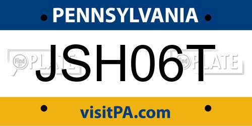 JSH06T Pennsylvania License Plate