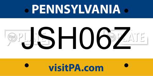 JSH06Z Pennsylvania License Plate