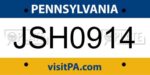 JSH0914 Pennsylvania License Plate