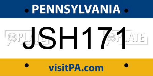 JSH171 Pennsylvania License Plate