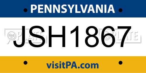 JSH1867 Pennsylvania License Plate