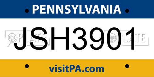 JSH3901 Pennsylvania License Plate