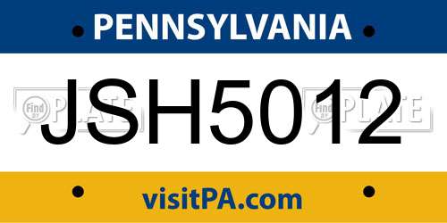 JSH5012 Pennsylvania License Plate