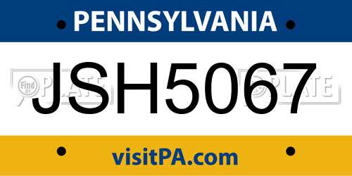 JSH5067 Pennsylvania License Plate