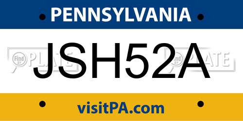 JSH52A Pennsylvania License Plate