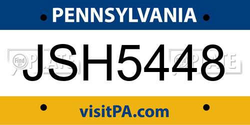 JSH5448 Pennsylvania License Plate