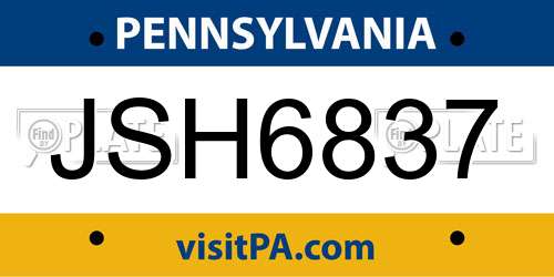 JSH6837 Pennsylvania License Plate
