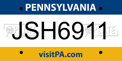 JSH6911 Pennsylvania License Plate