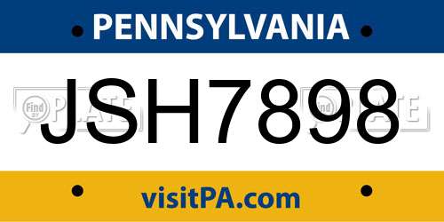 JSH7898 Pennsylvania License Plate