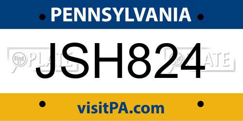 JSH824 Pennsylvania License Plate