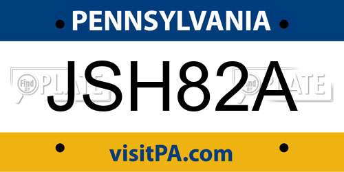 JSH82A Pennsylvania License Plate