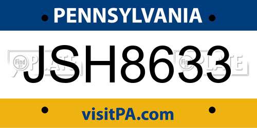 JSH8633 Pennsylvania License Plate