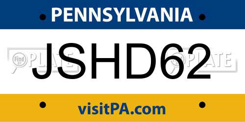 JSHD62 Pennsylvania License Plate