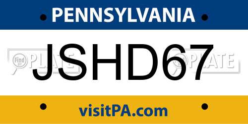 JSHD67 Pennsylvania License Plate