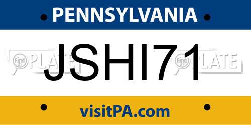 JSHI71 Pennsylvania License Plate